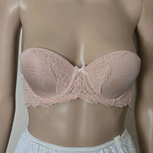 Victoria’s Secret Dream Angel Bra Beige Strapless beige underwired lined 32B